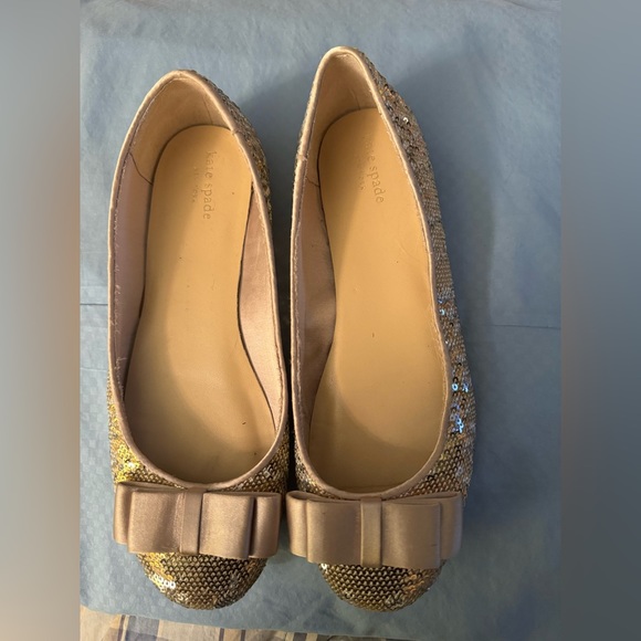 Kate Spade Gold Sequin Ballet flats Size 7.5 - Picture 1 of 4